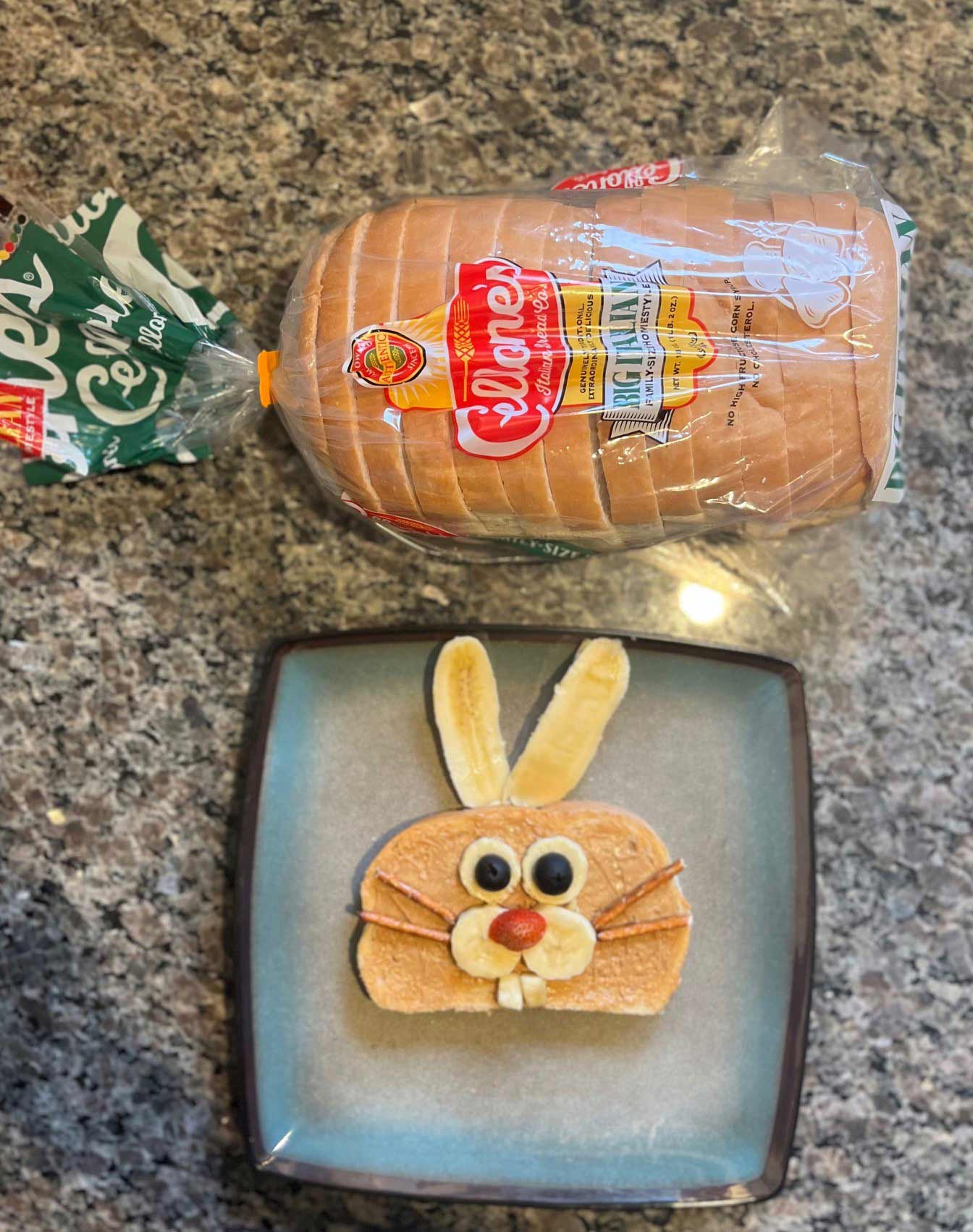 Bread made to look like a rabbit